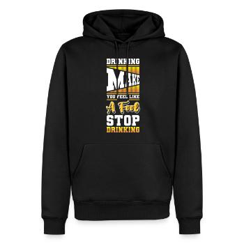 Bière à boire Bière Ventre Non Merci - Sweat à capuche Premium bio Homme - noir - Devant - Nico (187cm)
