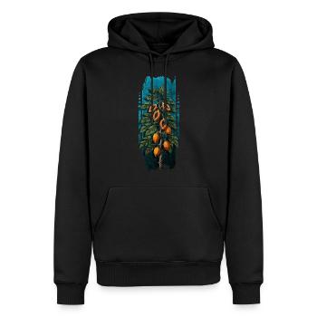 Prime tropicale : Papaye - Sweat à capuche Premium bio Homme - noir - Devant - Nico (187cm)