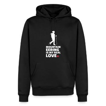 Ich Liebe Bergsteigen - Männer Premium Bio Hoodie - Schwarz - Vorne - Nico (187cm)