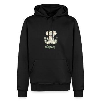 Maman Koala ours câlin I Couronne florale maman I Koala - Sweat à capuche Premium bio Homme - noir - Devant - Nico (187cm)