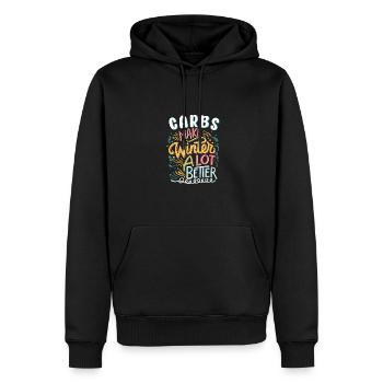 Kohlenhydrate machen den Winter viel besser, lustig Typografie - Männer Premium Bio Hoodie - Schwarz - Vorne - Nico (187cm)