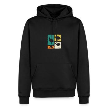 Hühner Hahn Perlhuhn - Männer Premium Bio Hoodie - Schwarz - Vorne - Nico (187cm)