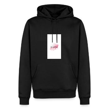 Be lovely - Männer Premium Bio Hoodie - Schwarz - Vorne - Nico (187cm)