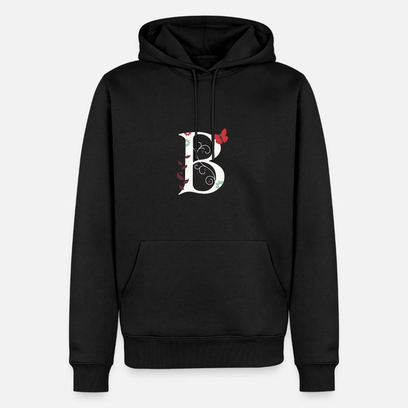 Buchstabe B Monogramm Retro - Männer Premium Bio Hoodie - Schwarz