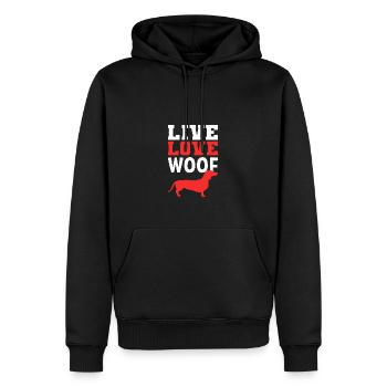 Live Love Woof Breeder Gift - Men’s Premium Organic Hoodie - black - Front - Nico (187cm)