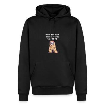 Eile nicht, ich warte auf die letzte Minute lustig - Männer Premium Bio Hoodie - Schwarz - Vorne - Nico (187cm)