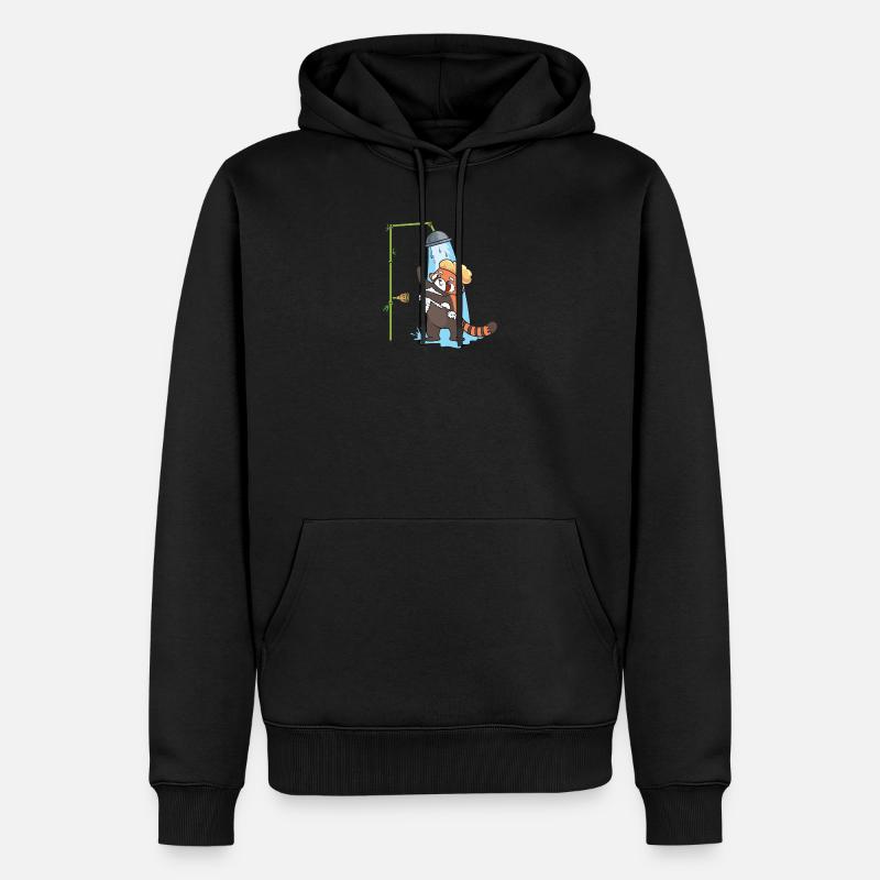 Un panda rouge prend une douche. - Sweat à capuche Premium bio Homme - noir