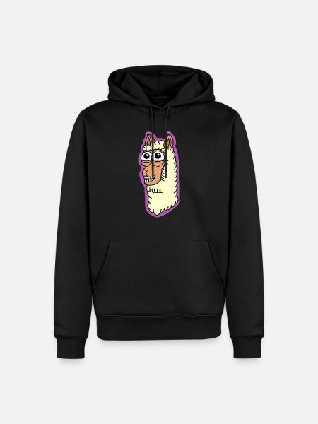 Happy Lama - Männer Premium Bio Hoodie - Schwarz