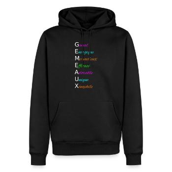 Gémeaux Génial Energique Merveilleux Efficace - Sweat à capuche Premium bio Homme - noir - Devant - Nico (187cm)