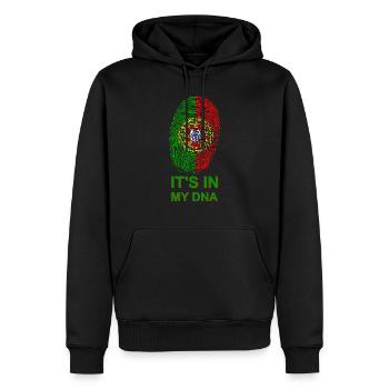 Portugal DNA - Men’s Premium Organic Hoodie - black - Front - Nico (187cm)