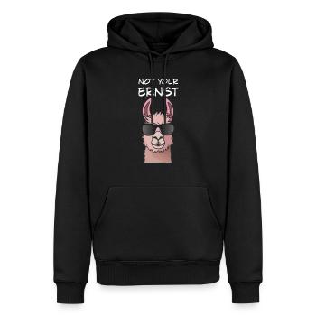 Not Your Ernst - Llama Alpaka Denglisch Spruch - Männer Premium Bio Hoodie - Schwarz - Vorne - Nico (187cm)