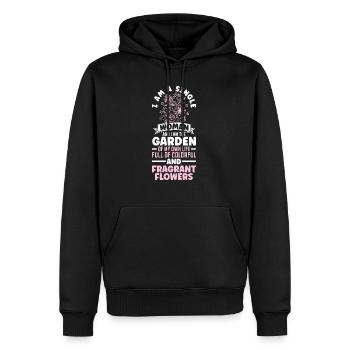 Je suis une femme célibataire et je suis le jardin de mon - Sweat à capuche Premium bio Homme - noir - Devant - Nico (187cm)