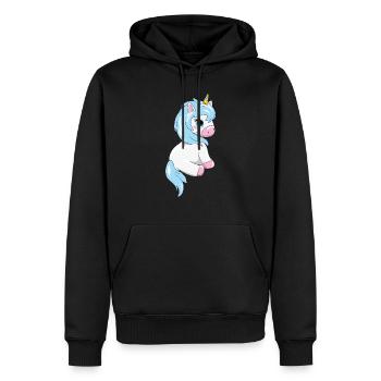 Timide mignon bébé licorne - Sweat à capuche Premium bio Homme - noir - Devant - Nico (187cm)