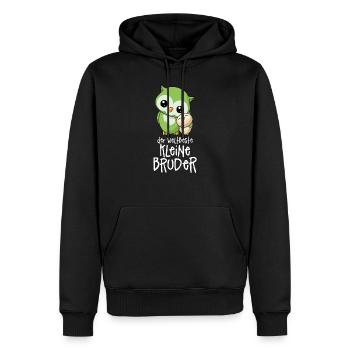 Der weltbeste kleine Bruder - Eulen Geschwister - Männer Premium Bio Hoodie - Schwarz - Vorne - Nico (187cm)