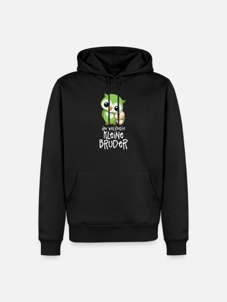 Der weltbeste kleine Bruder - Eulen Geschwister - Männer Premium Bio Hoodie - Schwarz