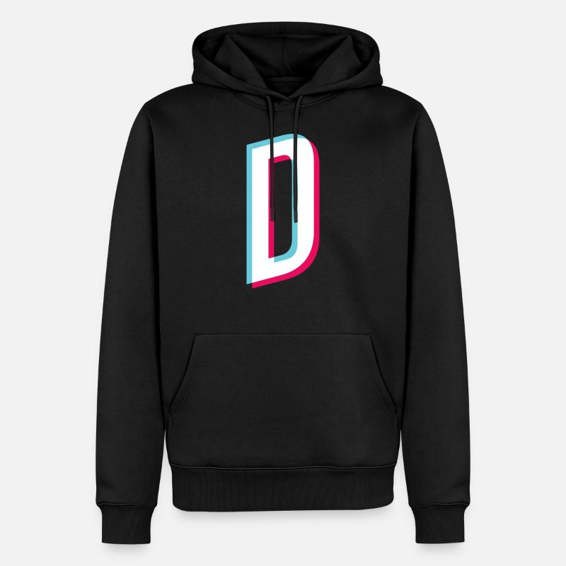 D - Buchstabe D - Männer Premium Bio Hoodie - Schwarz