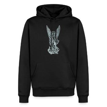 Michel Archange - Sweat à capuche Premium bio Homme - noir - Devant - Nico (187cm)