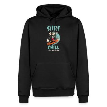 Surf avec un squelette et un crâne de mort - Sweat à capuche Premium bio Homme - noir - Devant - Nico (187cm)