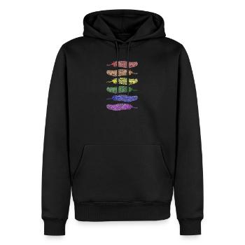 Plumes Arc-en-ciel - Sweat à capuche Premium bio Homme - noir - Devant - Nico (187cm)