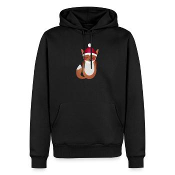 renard mignon avec chapeau de Noël du Père Noël - Sweat à capuche Premium bio Homme - noir - Devant - Nico (187cm)