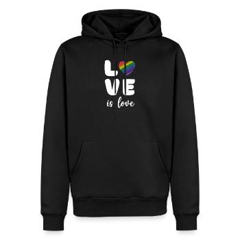 Mois de la fierté - L’amour c’est l’amour - Sweat à capuche Premium bio Homme - noir - Devant - Nico (187cm)