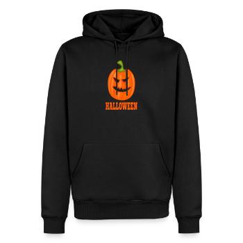 Pumpkin Halloween with lettering - Men’s Premium Organic Hoodie - black - Front - Nico (187cm)