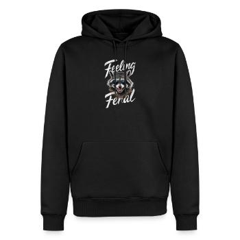 Feeling Feral Racoon  - Men’s Premium Organic Hoodie - black - Front - Nico (187cm)