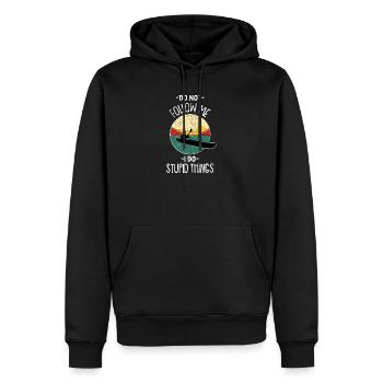 Kayak rétro Coucher de soleil Art vintage en pagaie en extérieur - Sweat à capuche Premium bio Homme - noir - Devant - Nico (187cm)