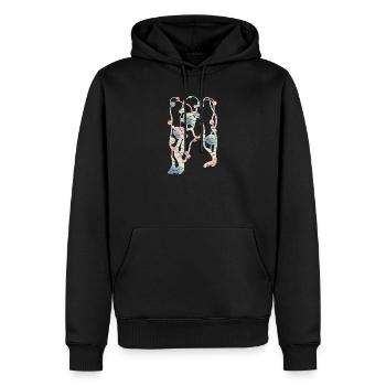 Pflaumenblüten-Mosaikmuster – Pflanze | Pastell- - Männer Premium Bio Hoodie - Schwarz - Vorne - Nico (187cm)