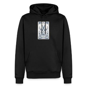 Hairdresser Tarot Card Illustration - Men’s Premium Organic Hoodie - black - Front - Nico (187cm)