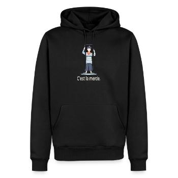 French Humor C’est La Merde Design - Männer Premium Bio Hoodie - Schwarz - Vorne - Nico (187cm)