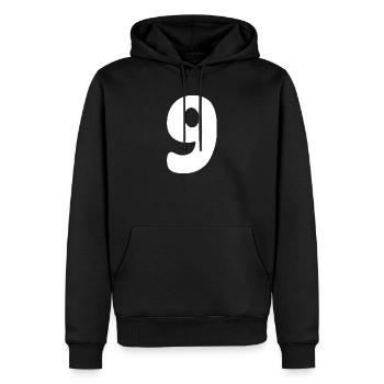 Neun: Minimalistische Ziffer 9 | Neunter - Männer Premium Bio Hoodie - Schwarz - Vorne - Nico (187cm)