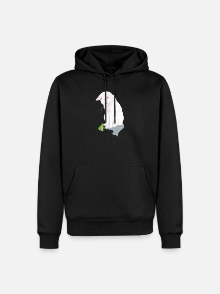 weiße Katze trifft Frosch - Männer Premium Bio Hoodie - Schwarz