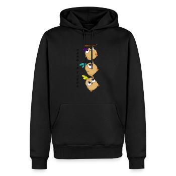 Bleiben Sie dran - Männer Premium Bio Hoodie - Schwarz - Vorne - Nico (187cm)