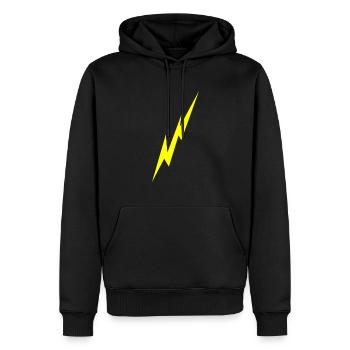 Blitz - Männer Premium Bio Hoodie - Schwarz - Vorne - Nico (187cm)