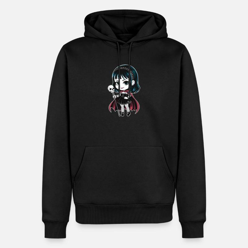 Chibi Gothic-Mädchen - Männer Premium Bio Hoodie - Schwarz