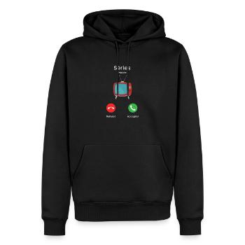 appel des séries - Sweat à capuche Premium bio Homme - noir - Devant - Nico (187cm)