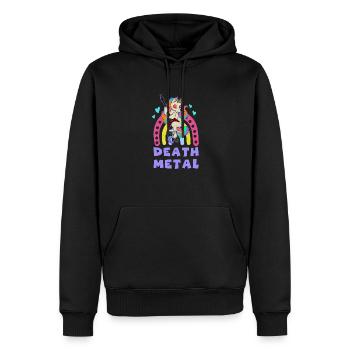 Metall Band Rock Einhorn Regenbogen Musiker - Männer Premium Bio Hoodie - Schwarz - Vorne - Nico (187cm)