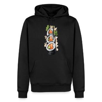 Aesthetic Futomaki Sushi Japan Streetwear Design - Männer Premium Bio Hoodie - Schwarz - Vorne - Nico (187cm)