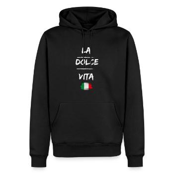 La dolce vita bella italia - Sweat à capuche Premium bio Homme - noir - Devant - Nico (187cm)