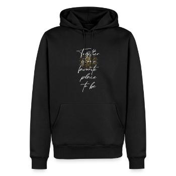 Happy Place Together - Liebe - Männer Premium Bio Hoodie - Schwarz - Vorne - Nico (187cm)