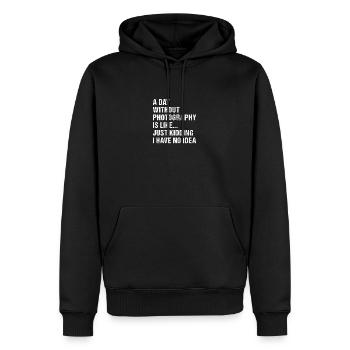 Photographe Une journée sans photographie - Sweat à capuche Premium bio Homme - noir - Devant - Nico (187cm)