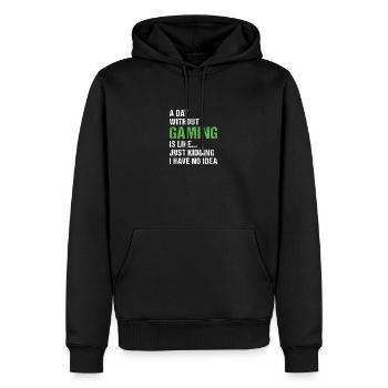Gamer Une journée sans jeu - Sweat à capuche Premium bio Homme - noir - Devant - Nico (187cm)
