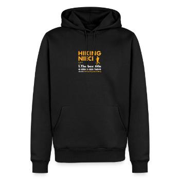 Randonneur Nièce Définition Randonnée - Sweat à capuche Premium bio Homme - noir - Devant - Nico (187cm)