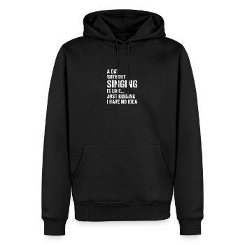 Chanteur Une journée sans chanter - Sweat à capuche Premium bio Homme - noir - Devant - Nico (187cm)