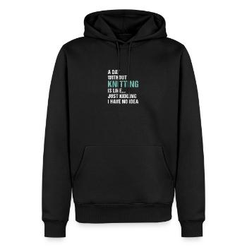 Tricoteuse Une journée sans tricoter - Sweat à capuche Premium bio Homme - noir - Devant - Nico (187cm)