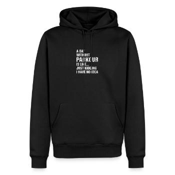 Traceur Une journée sans parkour - Sweat à capuche Premium bio Homme - noir - Devant - Nico (187cm)