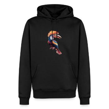 Lebendiges Spektrum-Finch - Männer Premium Bio Hoodie - Schwarz - Vorne - Nico (187cm)