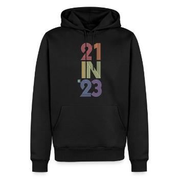 Cadeau 21e anniversaire 21 ans Hommes & Femmes - Sweat à capuche Premium bio Homme - noir - Devant - Nico (187cm)