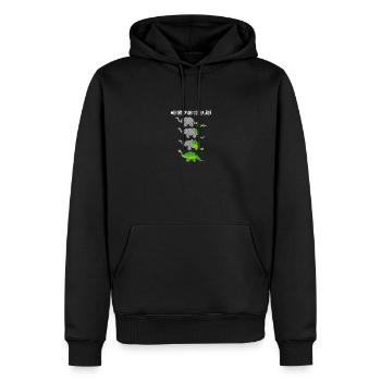 Wie entstanden Dinosaurier - Lustiges Meme - Männer Premium Bio Hoodie - Schwarz - Vorne - Nico (187cm)